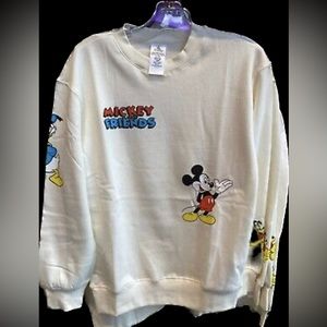Disney Parks Mickey and Friends Character Cream Pullover Sweatshirt NWT size XXL